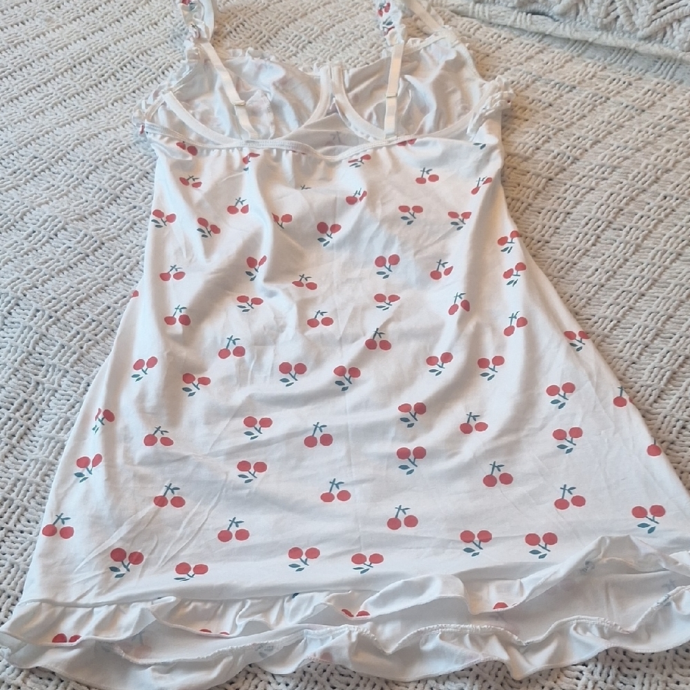 Cherry Print White Slip Dress - Picture 3 of 9